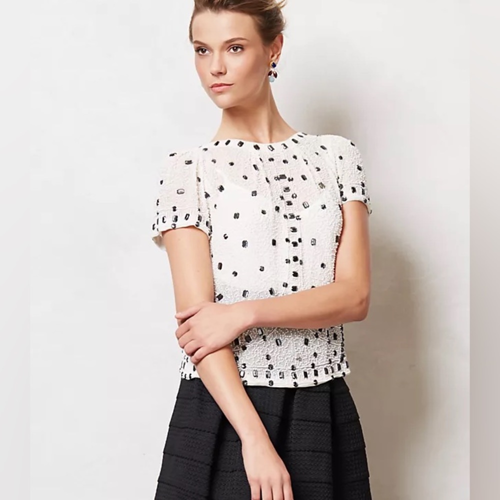 NWOT READ RARE Anthropologie Beaded Composition Top by Yumi Kim S - Picture 2 of 12